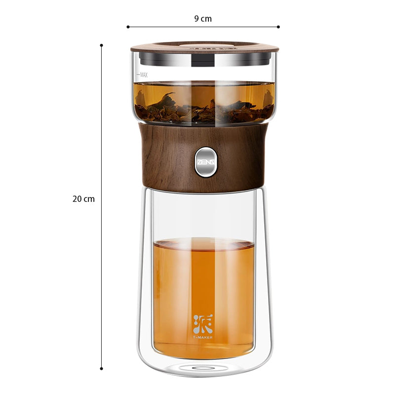 ZENS One Touch Glass Tea Maker with Stainless Steel Infuser