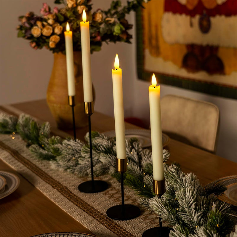 LUMIRO 6-Pack Flameless LED Ivory Taper Candles