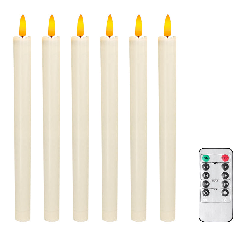 LUMIRO 6-Pack Flameless LED Ivory Taper Candles