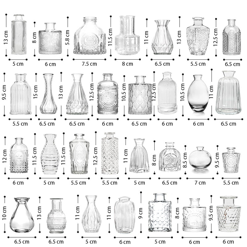 30Pcs Glass Bud Vase Set