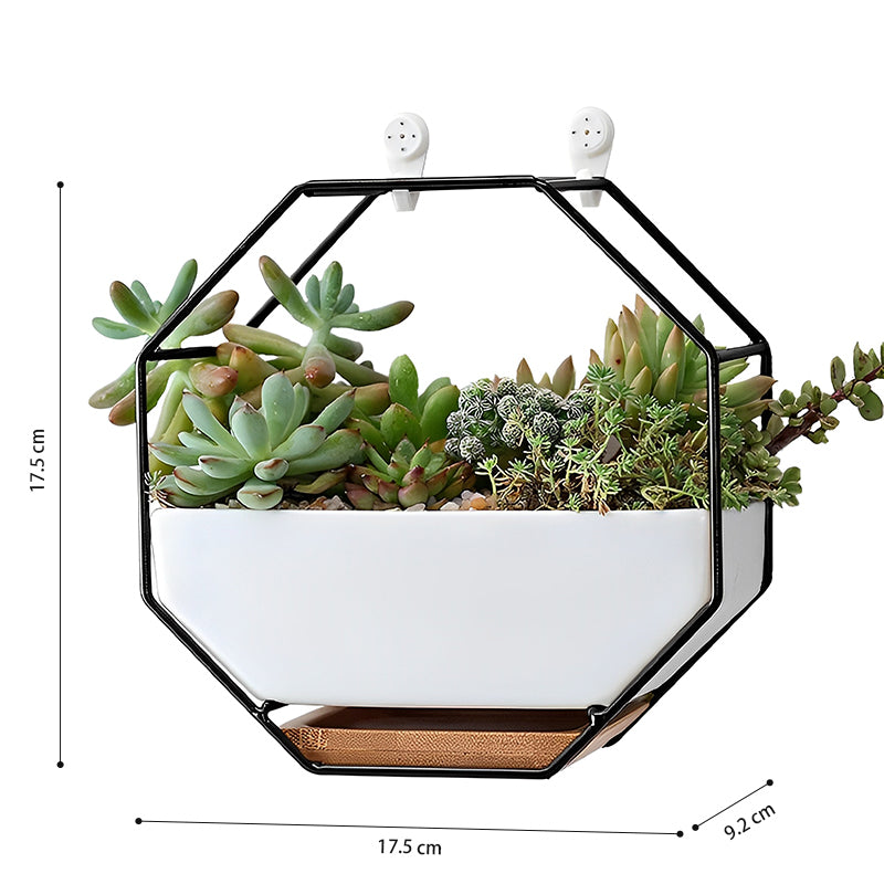 GREENYHAVEN Geometric Ceramic Wall Planter Vase - Black
