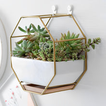 Load image into Gallery viewer, GREENYHAVEN Geometric Ceramic Wall Planter Vase - Gold