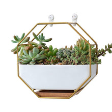 Load image into Gallery viewer, GREENYHAVEN Geometric Ceramic Wall Planter Vase - Gold