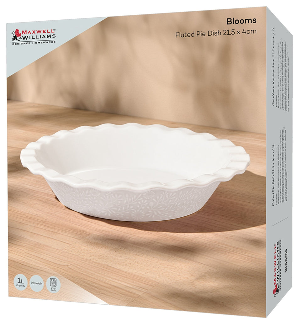 Maxwell & Williams: Blooms Fluted Pie Dish - White (21.5x4cm)
