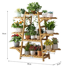 Load image into Gallery viewer, GREENYHAVEN Indoor Outdoor Tiered Bamboo Plant Shelf