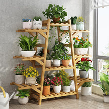 Load image into Gallery viewer, GREENYHAVEN Indoor Outdoor Tiered Bamboo Plant Shelf
