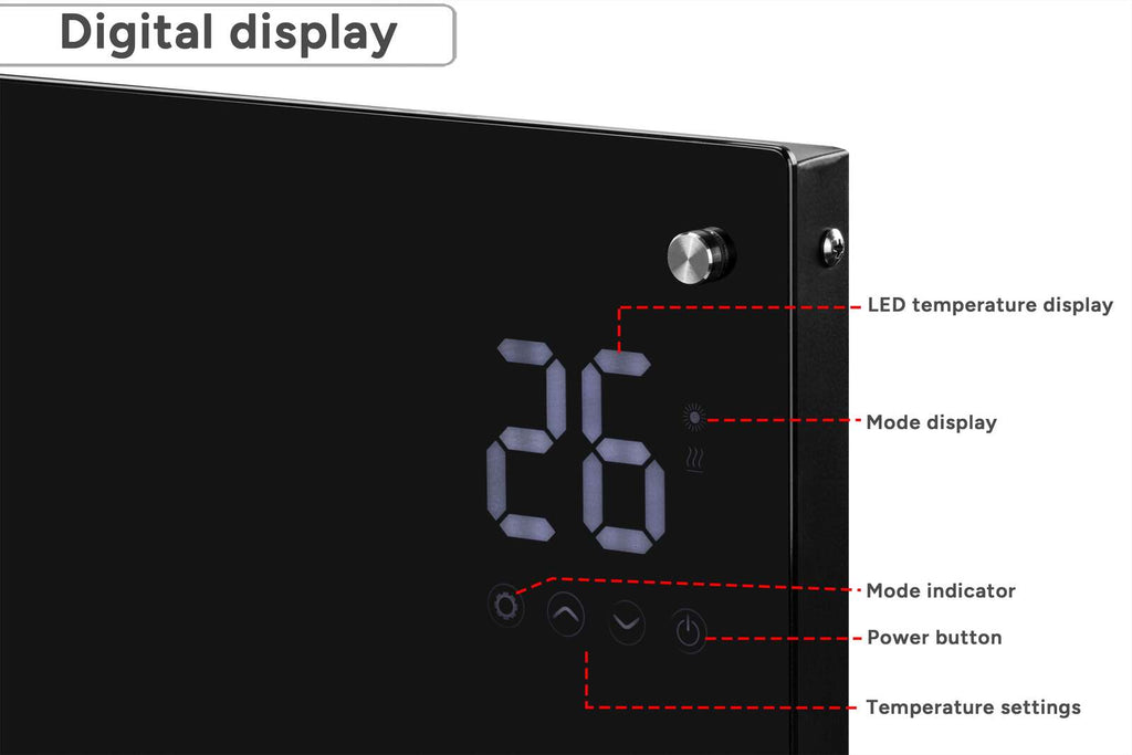Fraser Country 2400W Premium Smart Glass Panel Heater (Black)