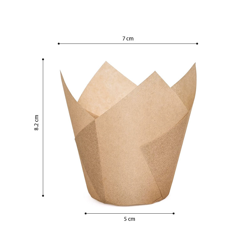 OZZYCOOK 200pcs Tulip Cupcake Liners - Wood