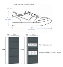 Load image into Gallery viewer, Fraser Country Milan Metal 3 Tier Shoe Cabinet With Storage Slot- Dark Grey