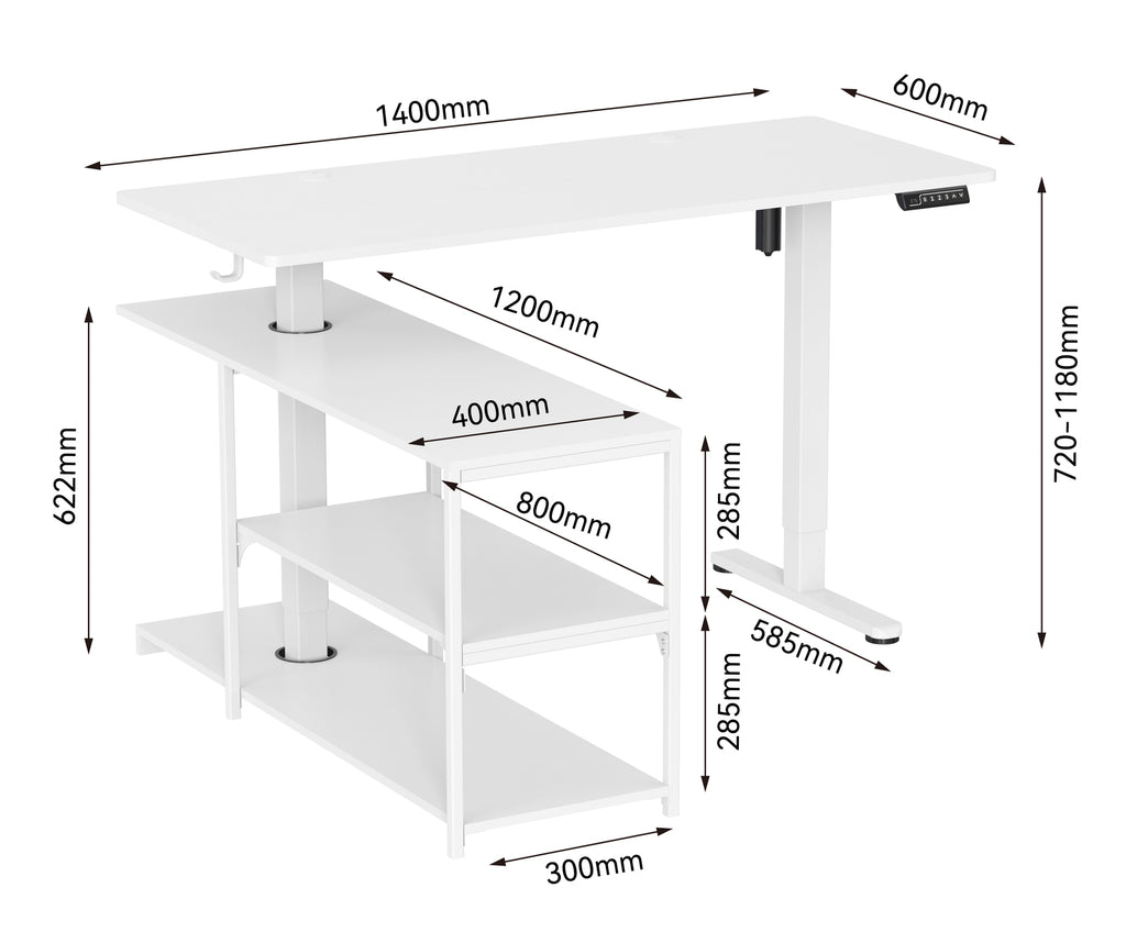 Fraser Country Height Adjustable Combination Desk White