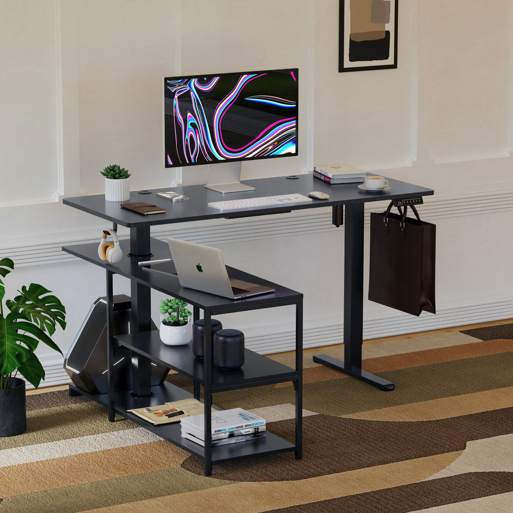 Fraser Country Height Adjustable Combination Desk Black