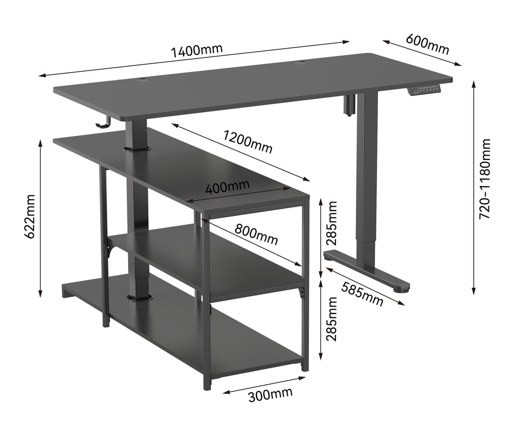 Fraser Country Height Adjustable Combination Desk Black