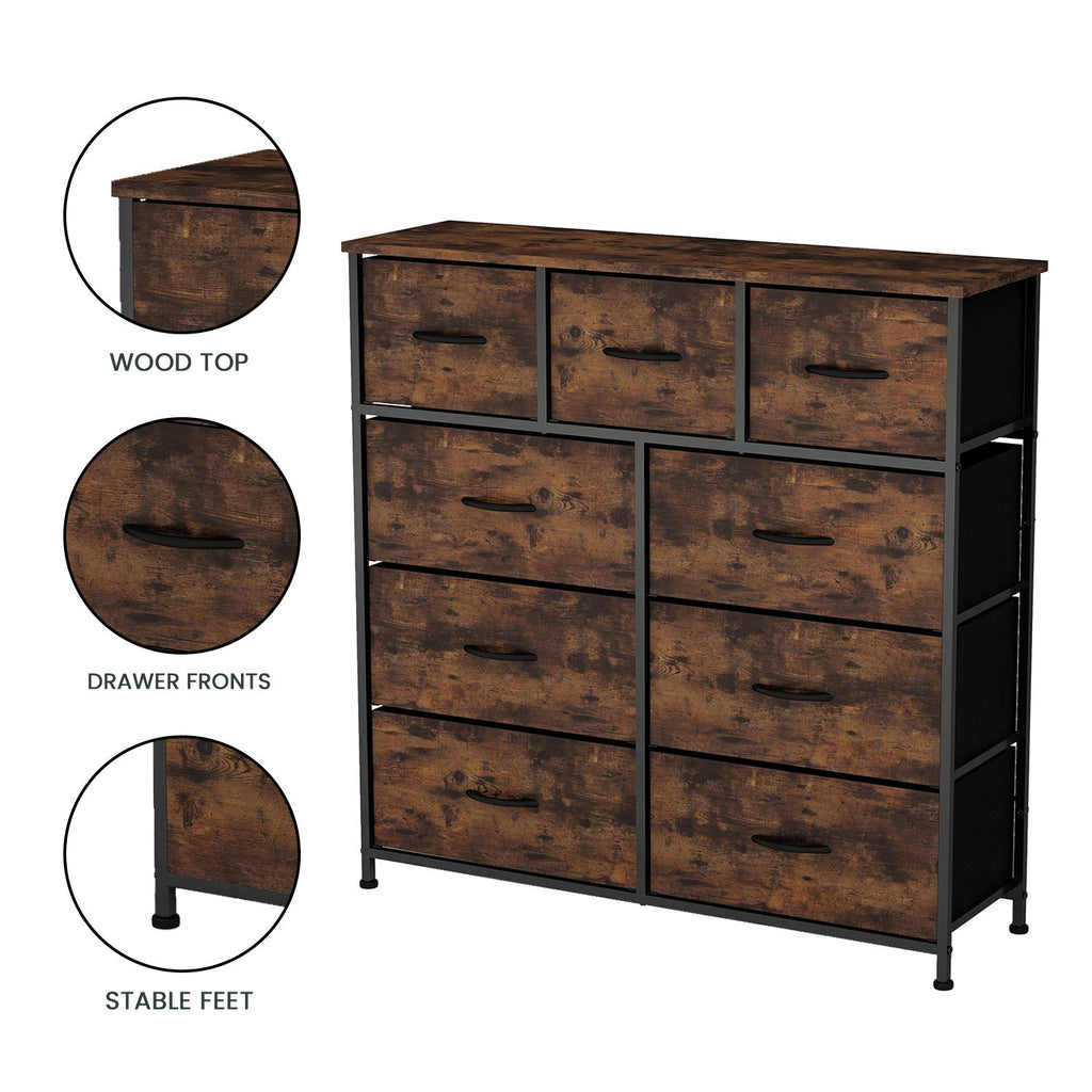 Fraser Country 9 Drawer Storage Chest - Rustic Walnut