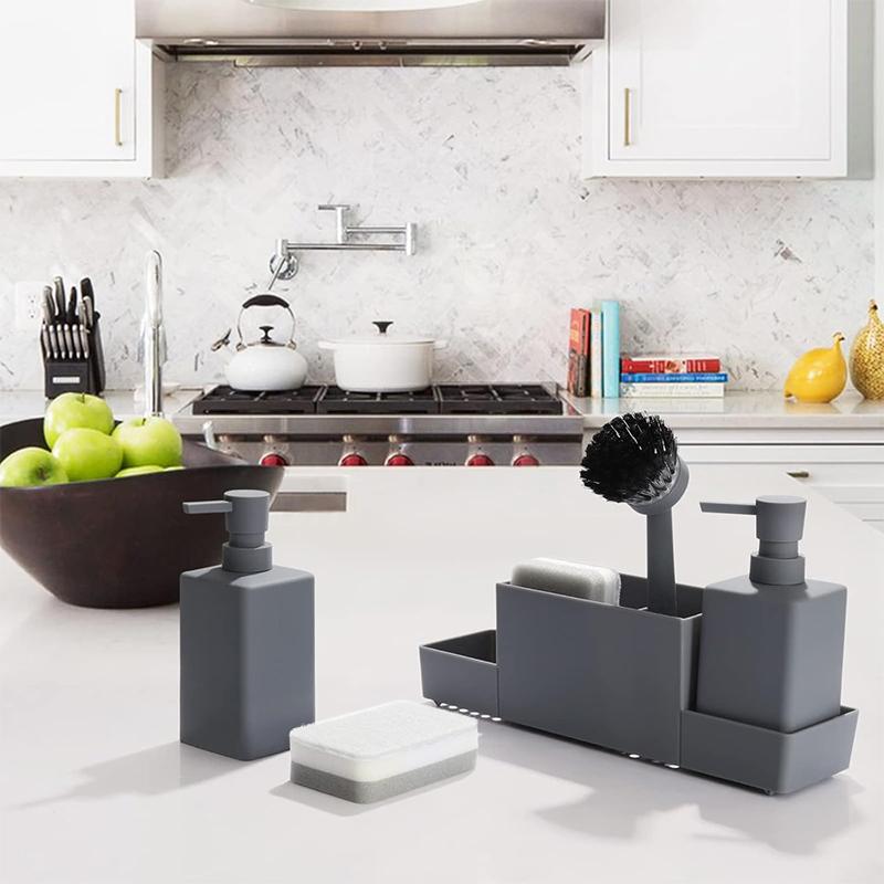 STORFEX Kitchen Soap Dispenser with Sponge Holder - Grey