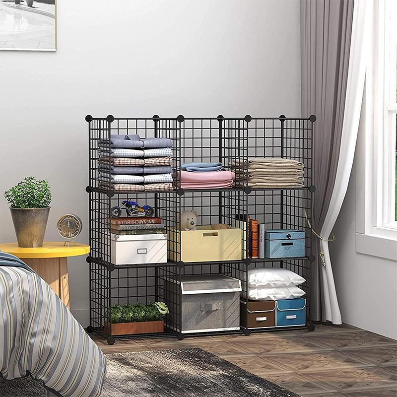 STORFEX 9-Cube DIY Metal Storage Shelf - Black
