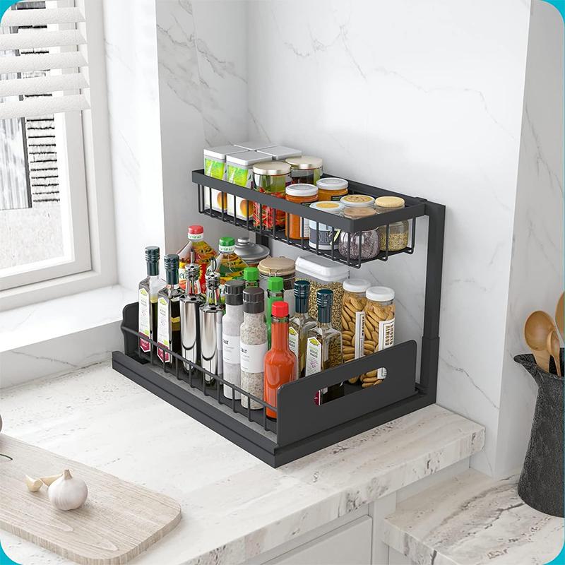STORFEX 2 Pack Under Sink Organizer - Black