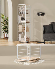 Load image into Gallery viewer, VASAGLE 4-Tier Rotating Bookshelf with Bookends - Natural Beige &amp; Cloud White