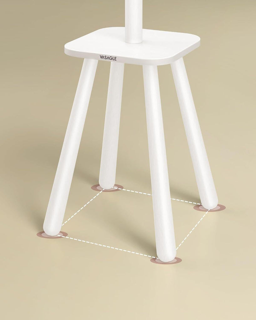 VASAGLE Coat Rack with 8 Hooks and Shelf - Cloud White