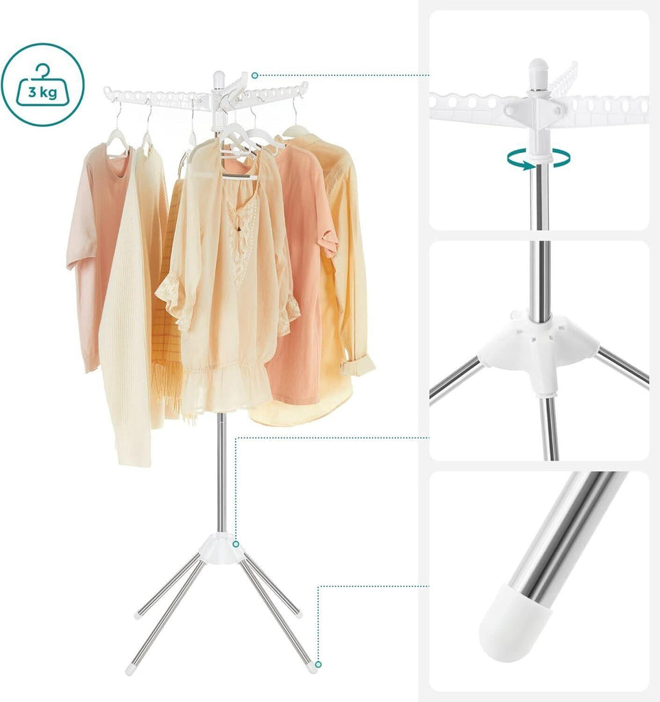 SONGMICS Clothes Drying Rack with 3 Rotatable Arms for Hangers