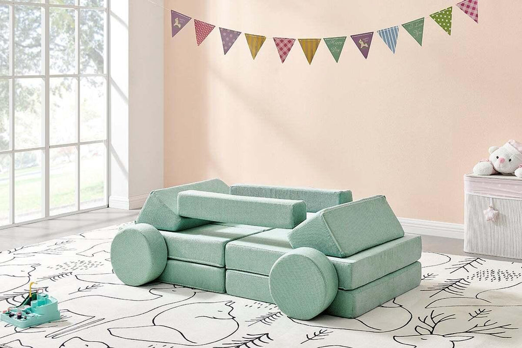 Fraser Country 14 Piece Modular Double Kids Play Sofa - Sage Green