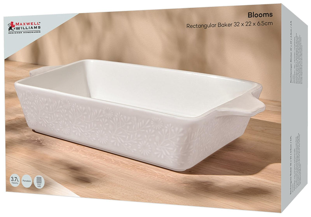 Maxwell & Williams: Blooms Rectangular Baker - White (32x22x6.5cm)