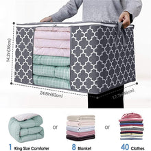 Load image into Gallery viewer, Large Blanket Clothes Organiser 3 Pack - Grey (63x45x36cm)