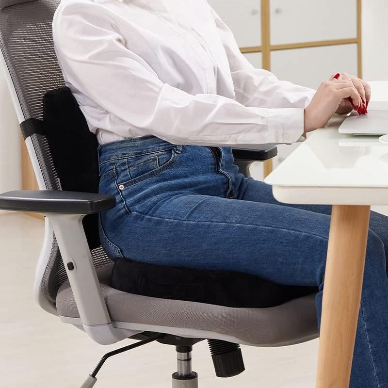 COMFEYA Memory Foam Seat Cushion and Lumbar Support Pillow - Black