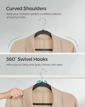 Load image into Gallery viewer, SONGMICS Set of 50 Velvet Non-Slip Clothes Hanger with Black Swivel Hook