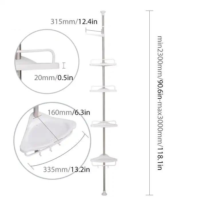 4-Tier Adjustable Telescopic Bathroom Corner Shelf