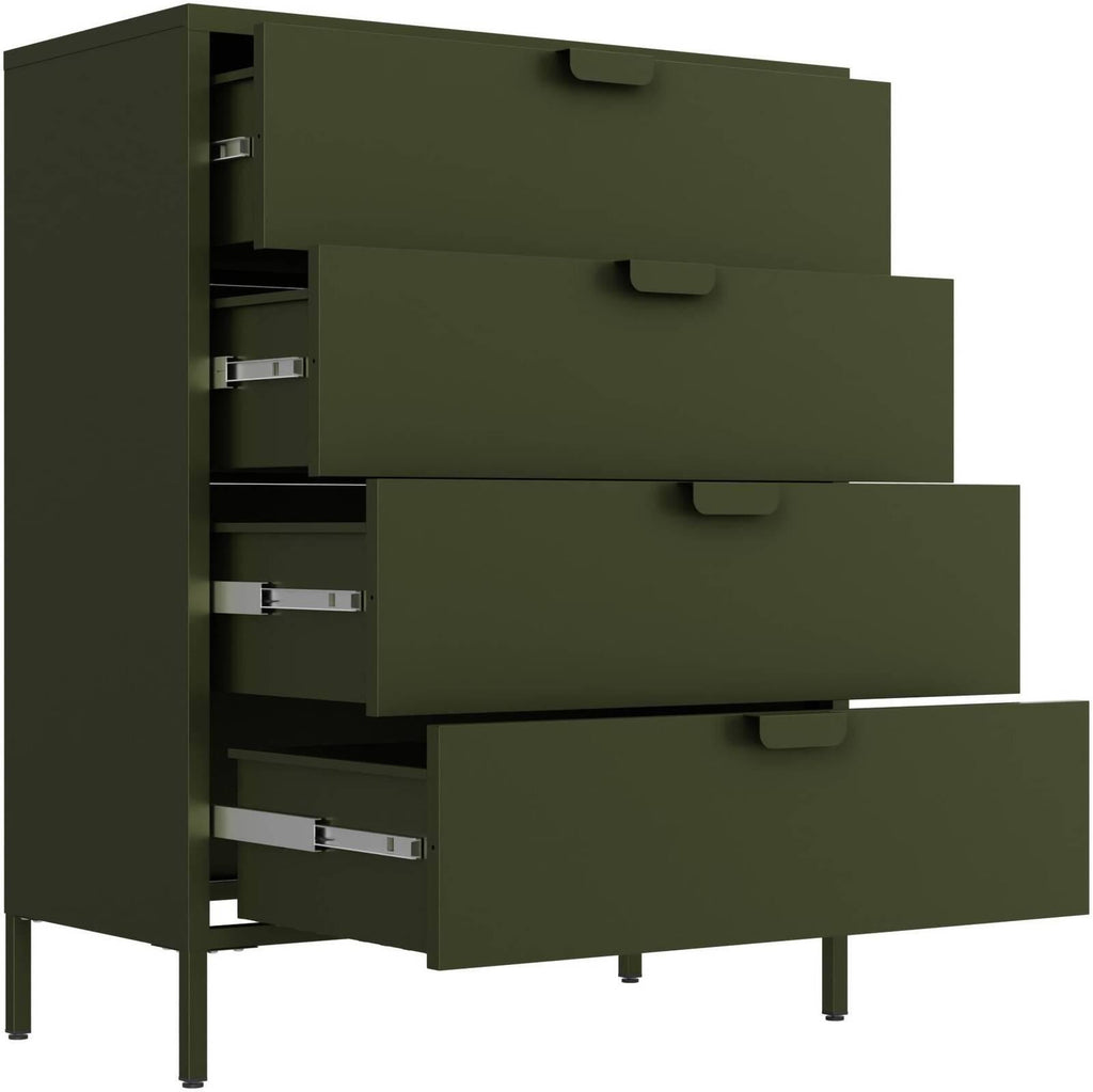 Fraser Country: Milan Metal Storage 4 Drawers - Olive Green
