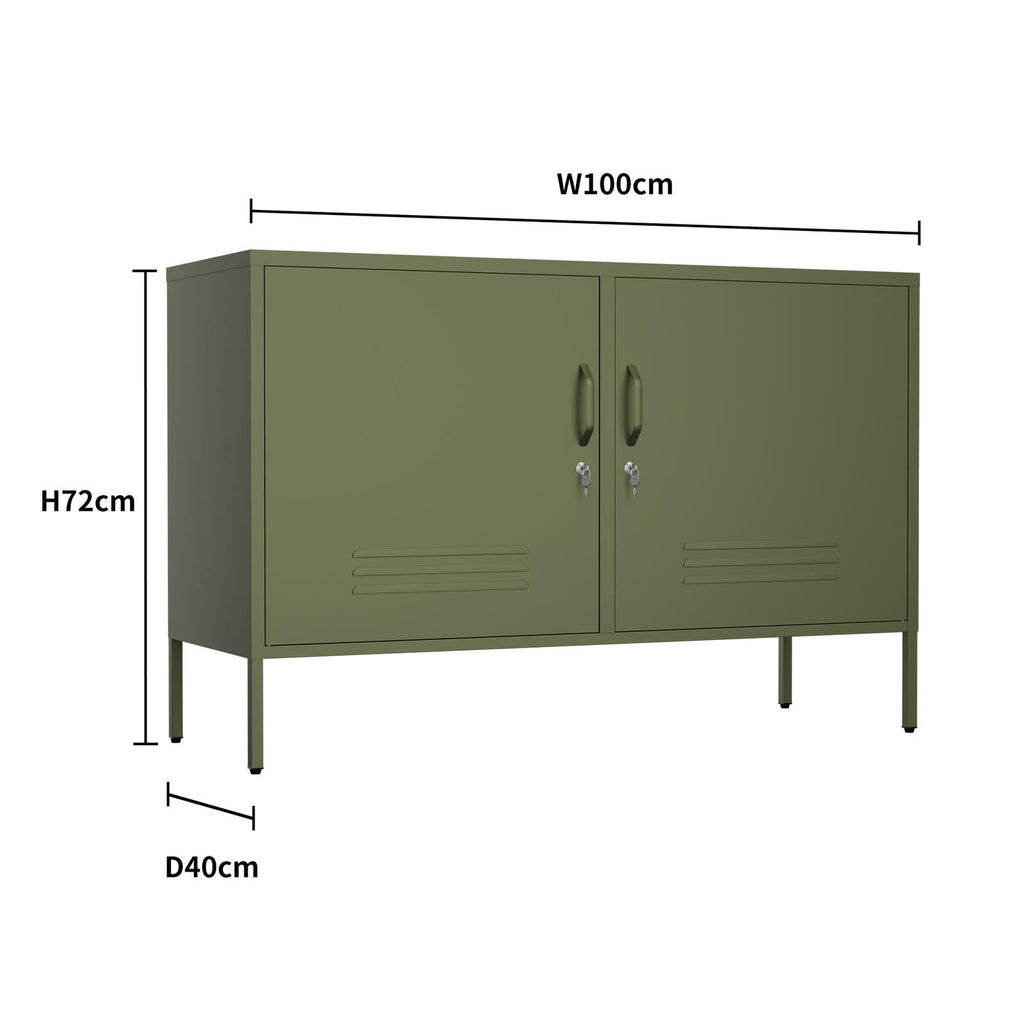 Fraser Country Milan Metal Storage Locker & TV Cabinet - Olive Green