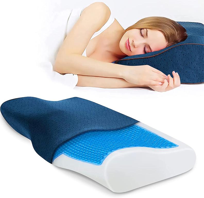 Contoured Memory Foam Pillow - Large (Navy Blue)
