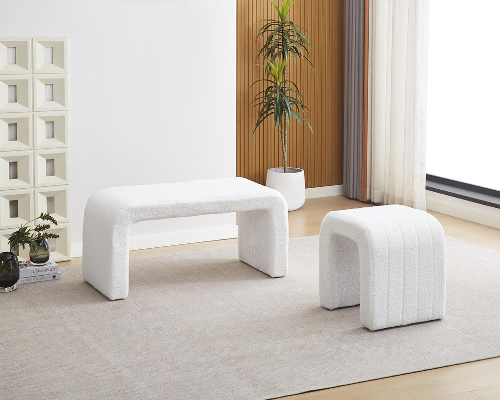 Fraser Country Modern Boucle Curl Bench Seat - Single