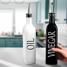 Load image into Gallery viewer, COOKOZZY Oil and Vinegar Glass Dispenser Bottles - White + Black