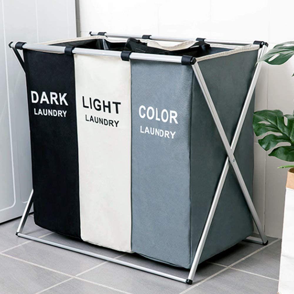 Triple Folding Fabric Laundry Basket