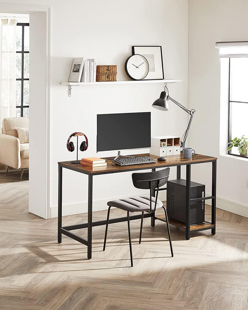 Vasagle 55" Computer Desk with 2 Shelves - Rustic Brown