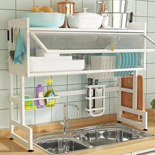 Load image into Gallery viewer, STORFEX 2-Tier Over Sink Dish Drying Rack with Cover - White