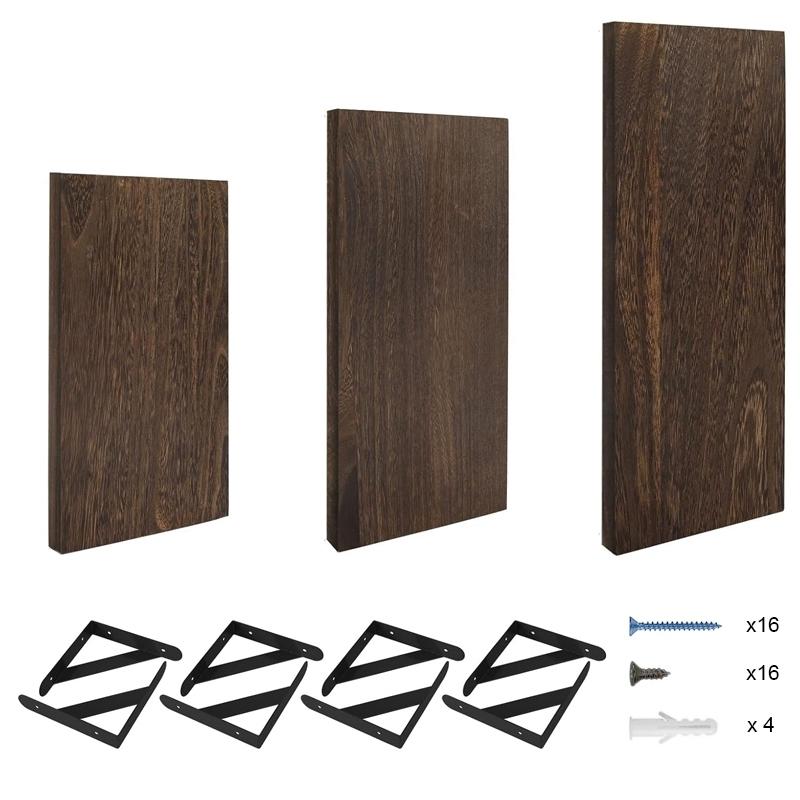 STORFEX Wooden Wall Mounted Floating Shelves - 4 Pack - Brown