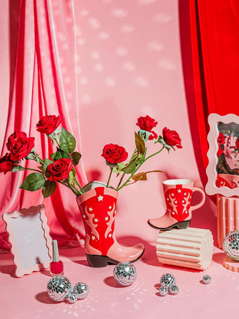 Sass & Belle: Cowboy Boot Vase - Red
