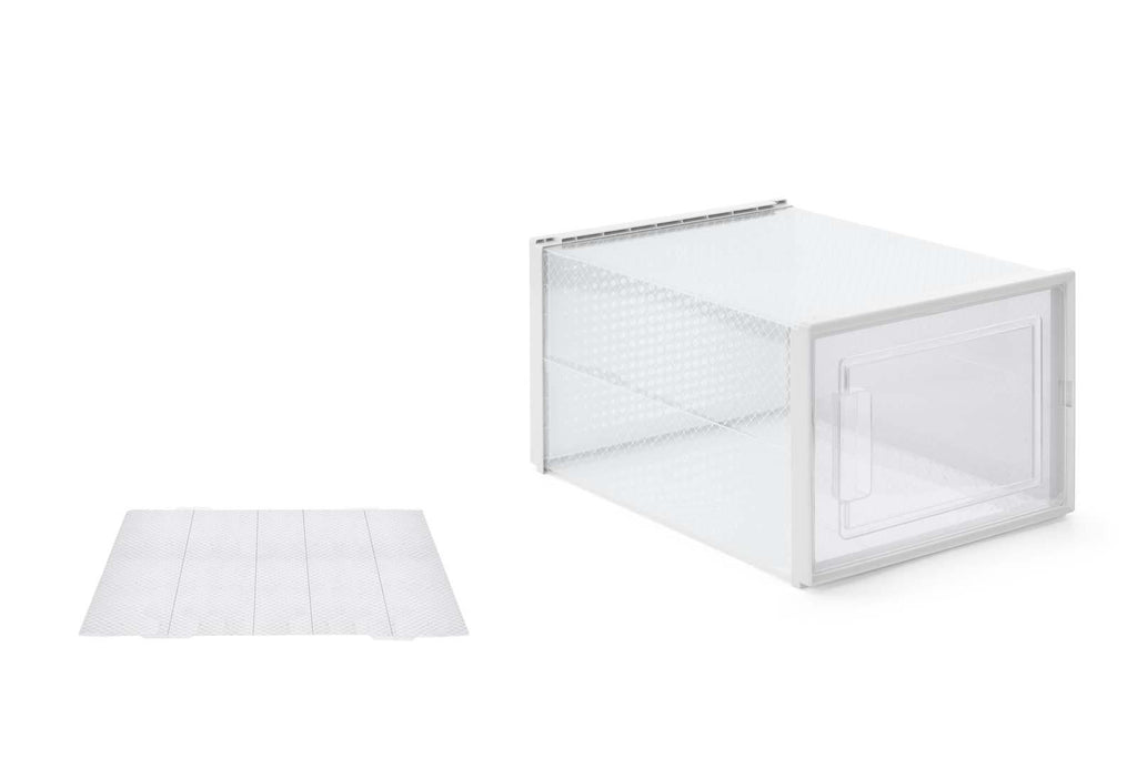 Ovela: Set of 12 Click Shoe Storage Box (Large, Clear/White)