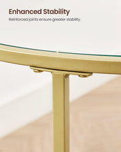 Load image into Gallery viewer, VASAGLE Set of 2 Round Metal Side Tables with Tempered Glass - Gold