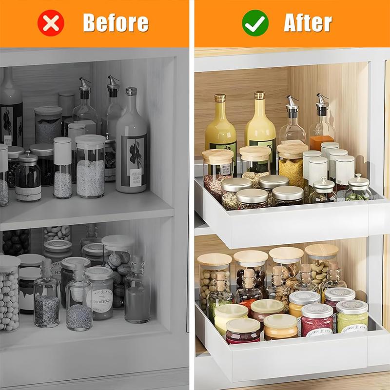 STORFEX Adjustable Width Retractable Kitchen Cabinet Drawer - White