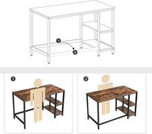 Load image into Gallery viewer, Vasagle 47&quot; Computer Desk with 2 Shelves - Rustic Brown