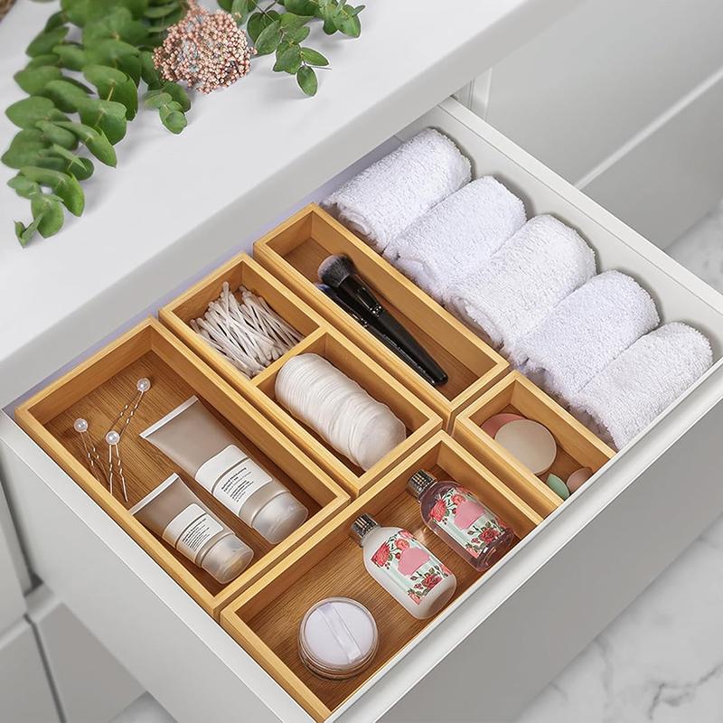 STORFEX 5-Piece Multi-Purpose Bamboo Storage Organizers
