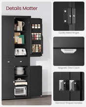 Load image into Gallery viewer, VASAGLE Freestanding Pantry Cabinet - Black