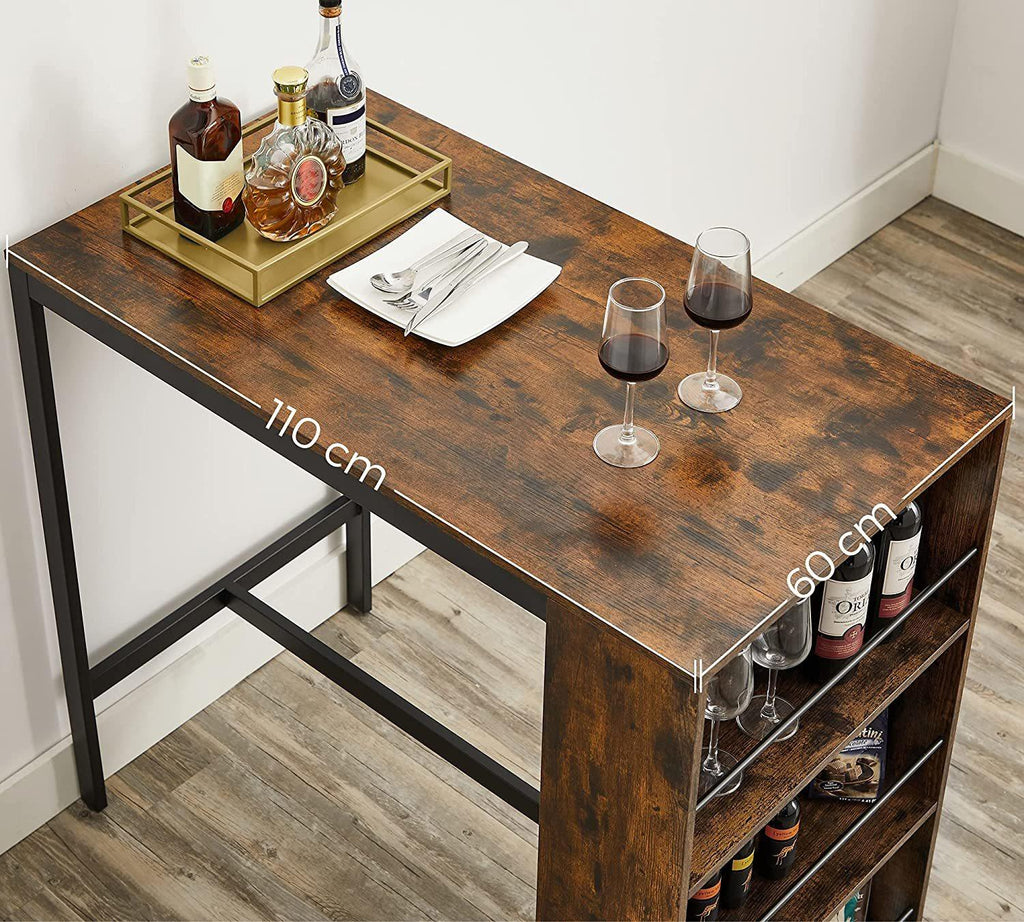 Vasagle : Bar Table With Storage Shelf - Rustic Brown