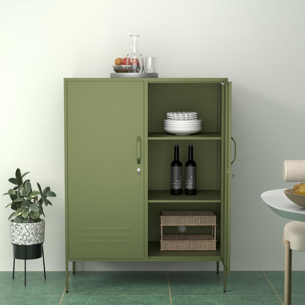 Fraser Country Milan Metal Side Cabinet - Olive Green