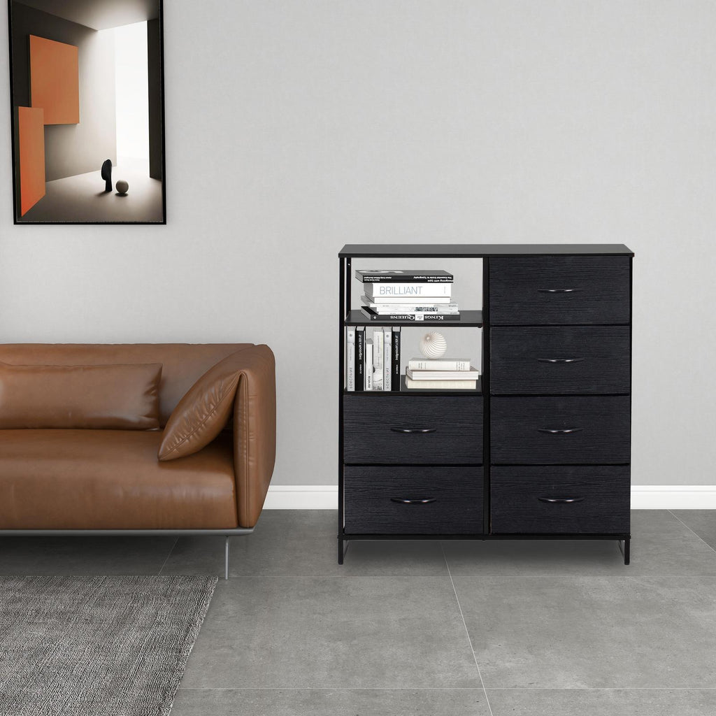 Ovela 6 Drawer Storage Chest With Shelf - Nordic Black