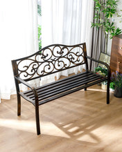 Load image into Gallery viewer, Fraser Country Outdoor Metal Garden Bench with Floral Design - Bronze