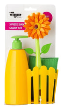 Load image into Gallery viewer, Vigar: Flower Power Sink Caddy Set + Dispenser - Orange (3pc Set)